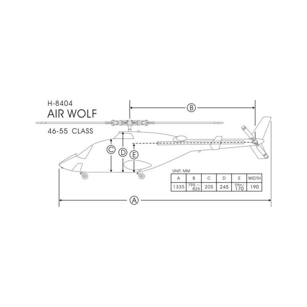 Nouveau 💯 Heli-Scale AIR WOLF FUNKEY Noir Classe 600 🛒 7