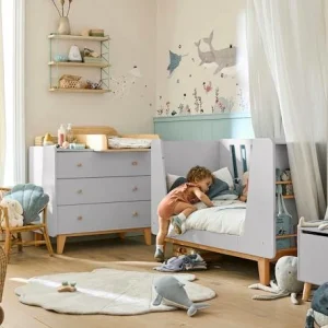 Lit Bébé Transformable LIGNE FJORD Gris/bois – Vertbaudet 16