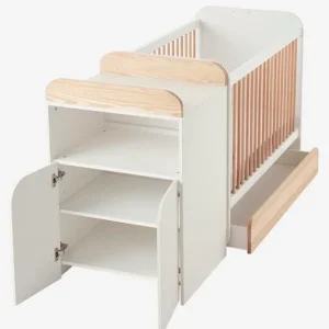 Lit Combiné évolutif Avec Rangements Et Table à Langer LIGNE ECLIPSE Blanc / Bois – Vertbaudet 12