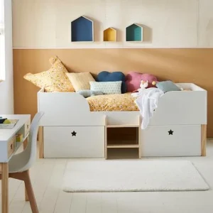 Lit En Hauteur Avec Rangements GRANDE OURSE Blanc / Bois – Vertbaudet 14
