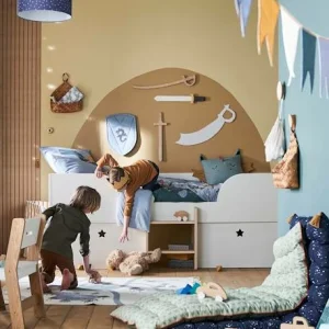 Lit En Hauteur Avec Rangements GRANDE OURSE Blanc / Bois – Vertbaudet 16