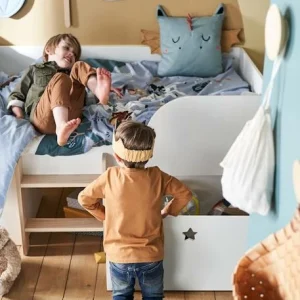 Lit En Hauteur Avec Rangements GRANDE OURSE Blanc / Bois – Vertbaudet 18